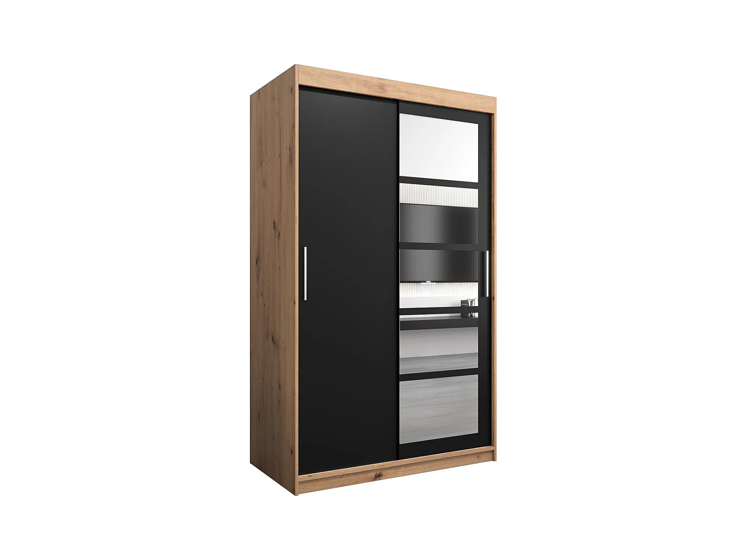 Armoire Roma 1 À Portes Coulissantes 200/120/62 2 portes (Artisan/Noir)