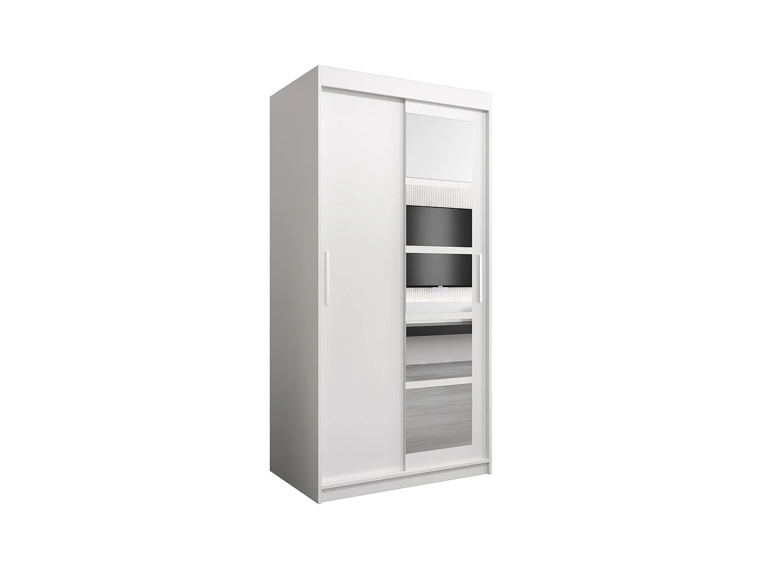 Armoire Roma 1 À Portes Coulissantes 200/100/62 2 portes (Blanc/Blanc)