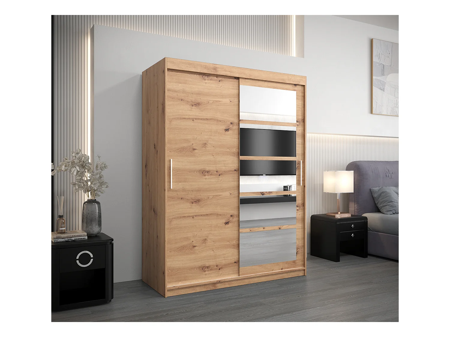 Armoire Roma 1 À Portes Coulissantes 200/150/62 2 portes (Artisan/Artisan)