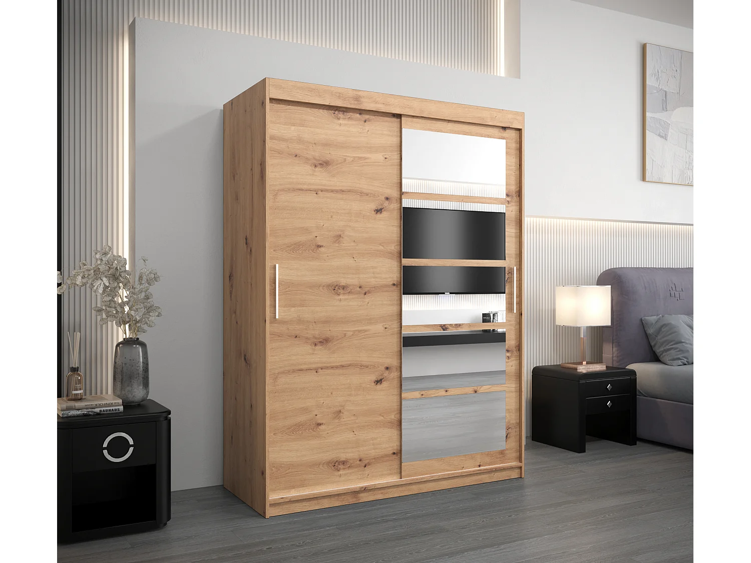 Armoire Roma 1 À Portes Coulissantes 200/150/62 2 portes (Artisan/Artisan)