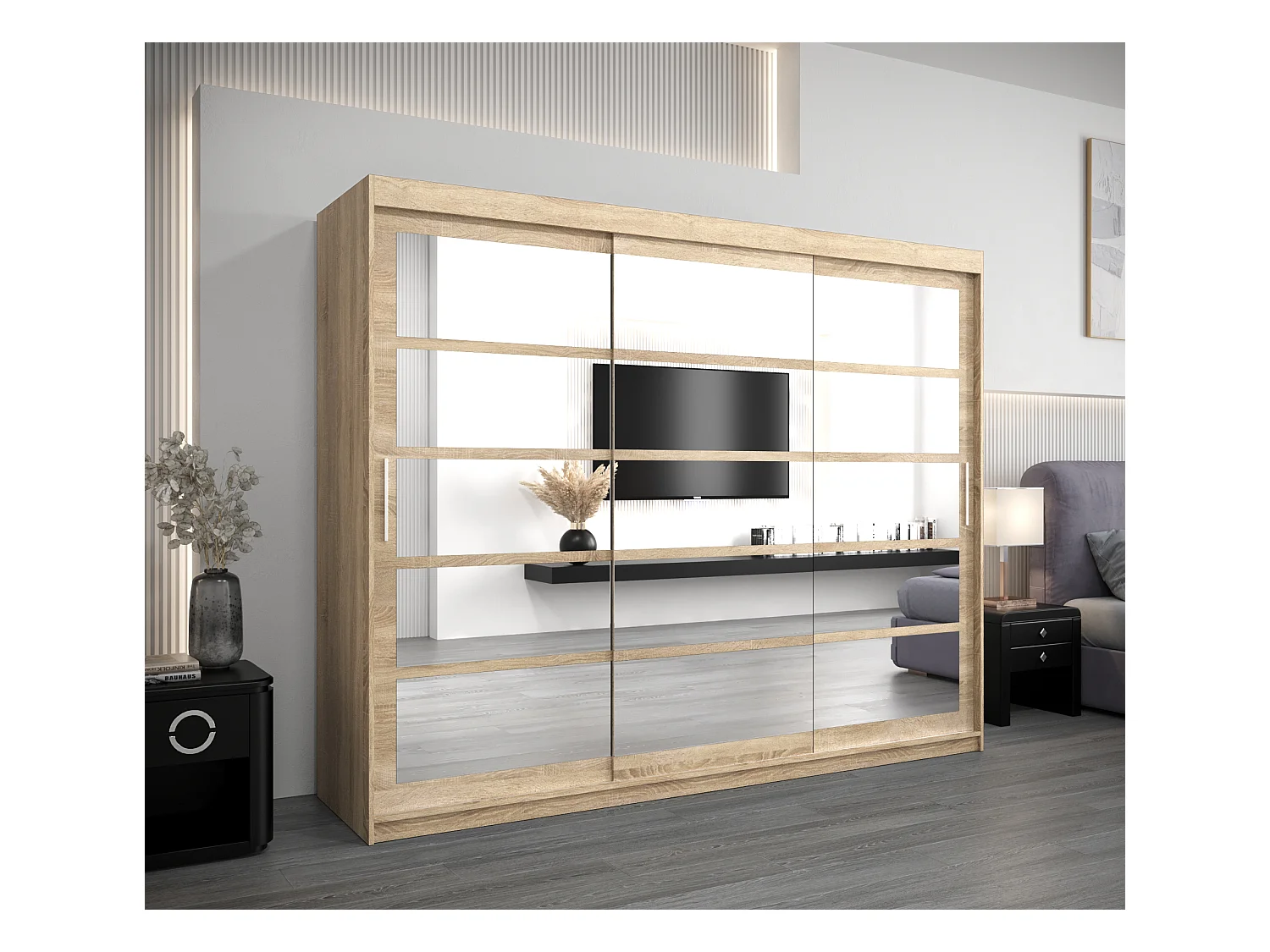 Armoire Roma 2 À Portes Coulissantes 200/250/62 3 Portes (Sonoma/Sonoma)