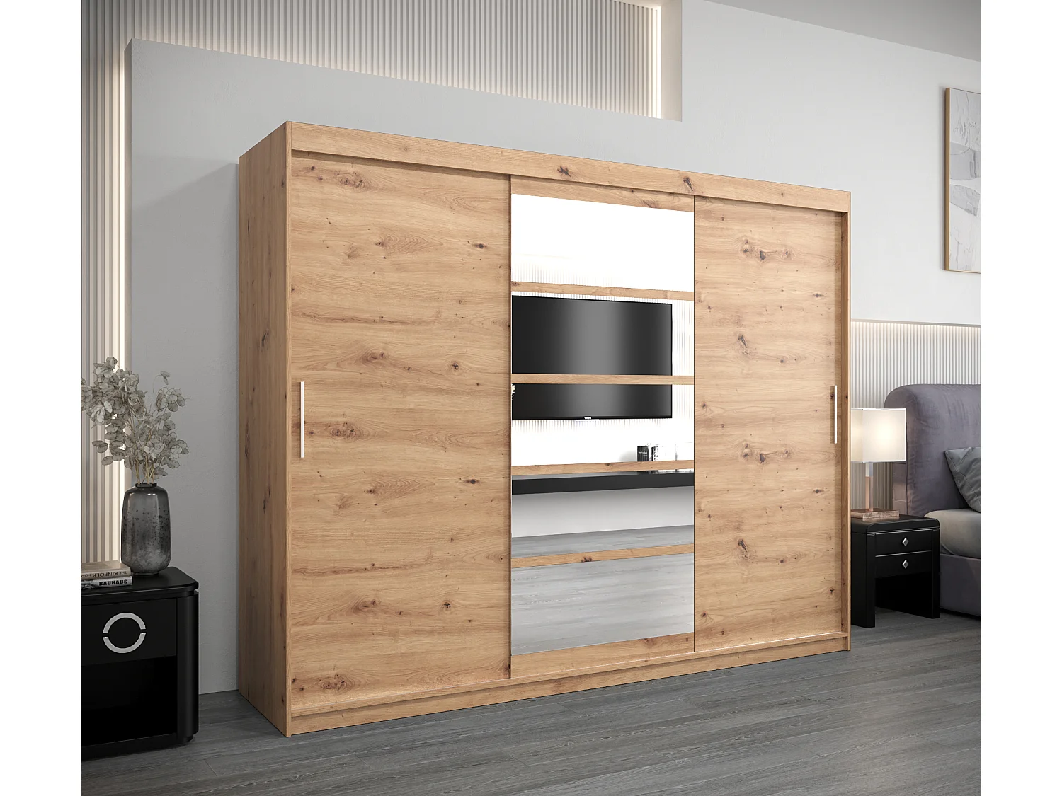 Armoire Roma 1 À Portes Coulissantes 200/250/62 3 Portes (Artisan/Artisan)