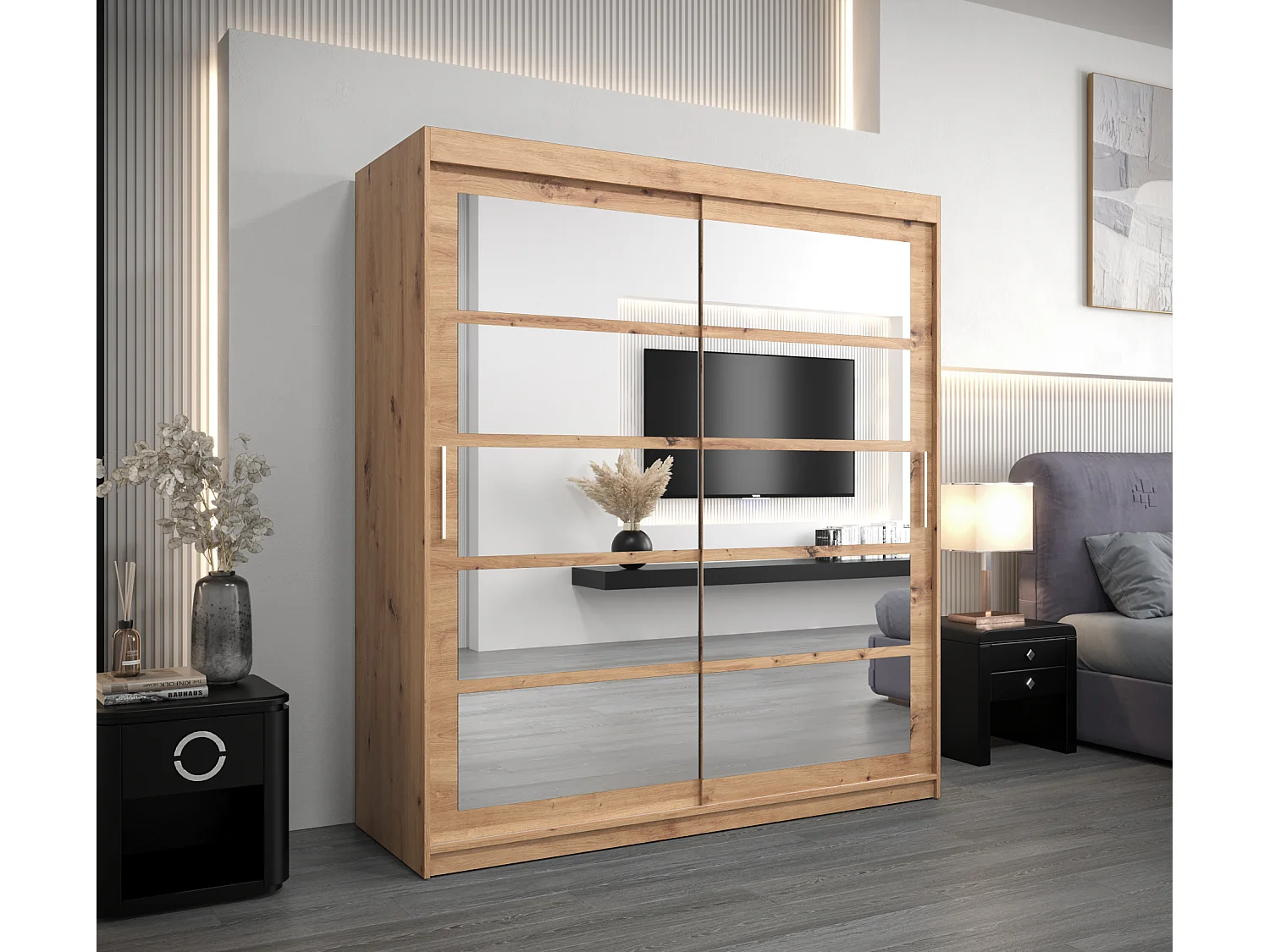 Armario Roma 2 de puertas correderas 200/180/62 2 puertas (artisan/artisan)