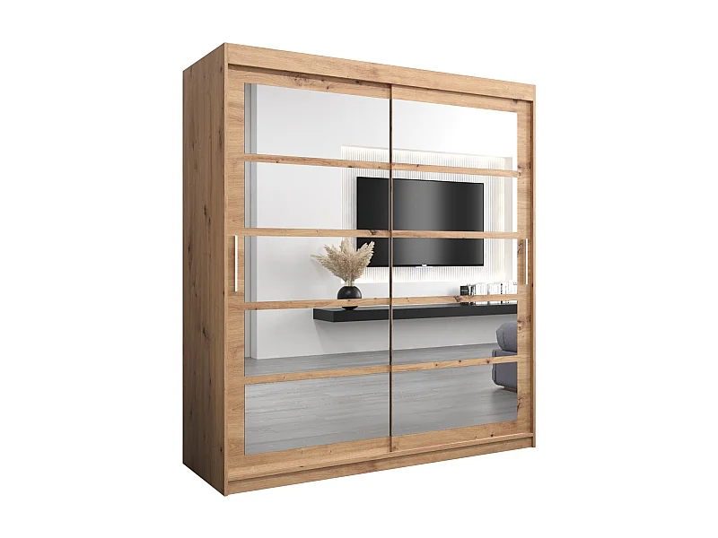 Roma 2 kledingkast met schuifdeuren 200/180/62 2 deuren (artisan/artisan)