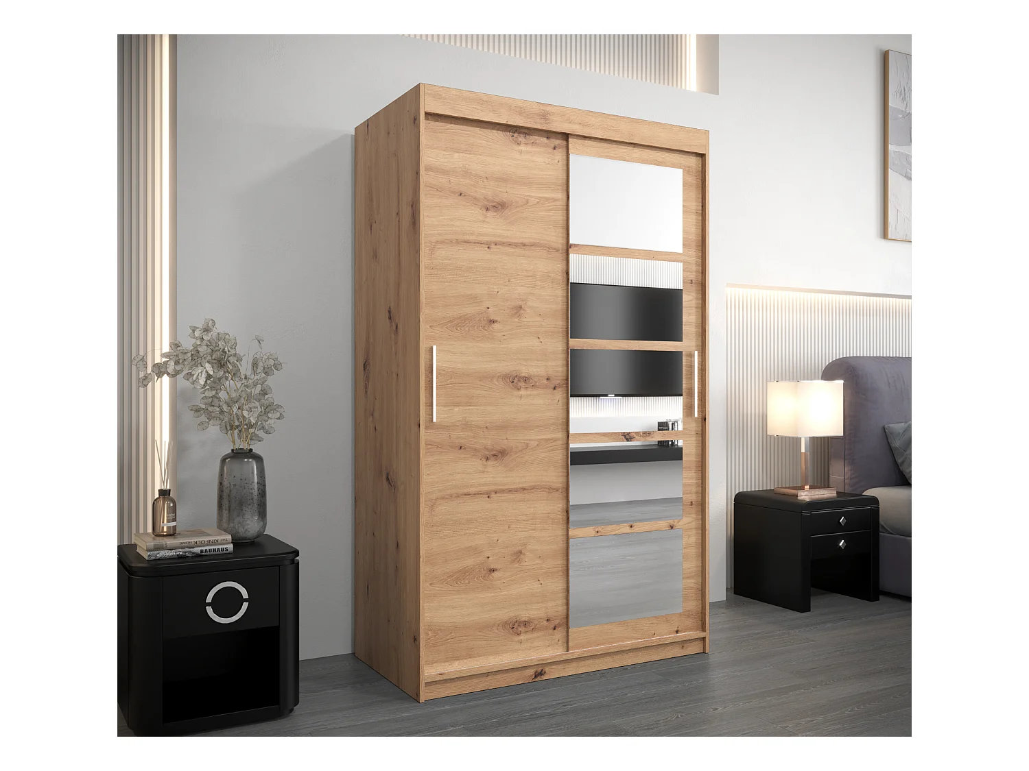 Schwebetürenschrank Roma 200/120/62 2-Türig (Artisan)