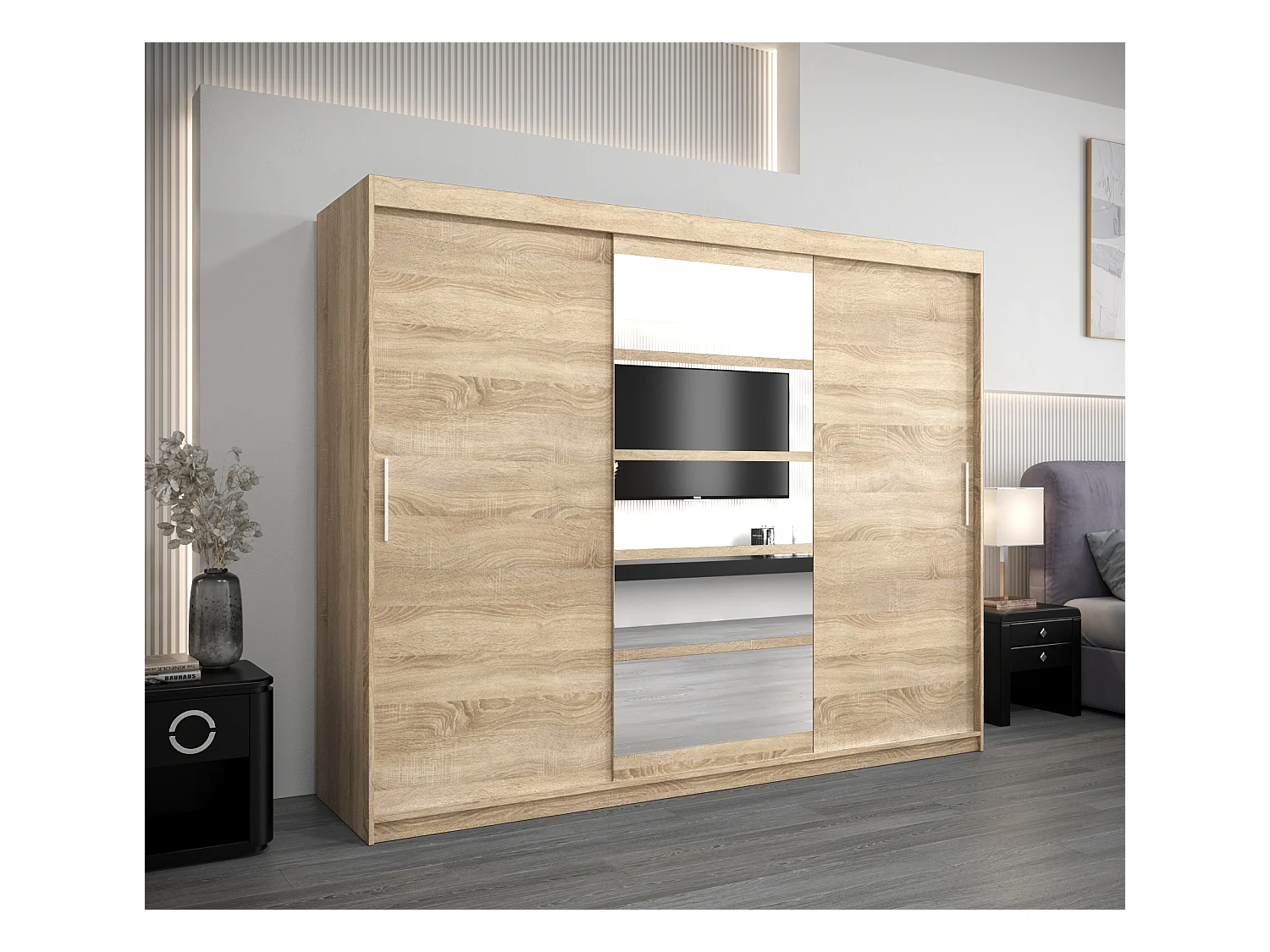 Armadio Roma 1 ad ante scorrevoli 200/250/62 3 porte (sonoma/sonoma)