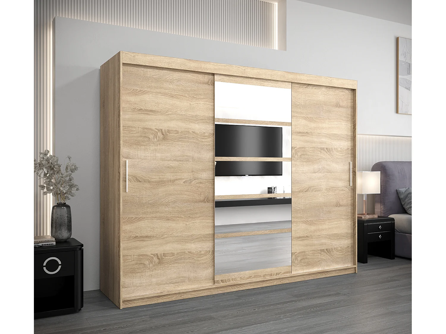 Armoire Roma 1 À Portes Coulissantes 200/250/62 3 Portes (Sonoma/Sonoma)