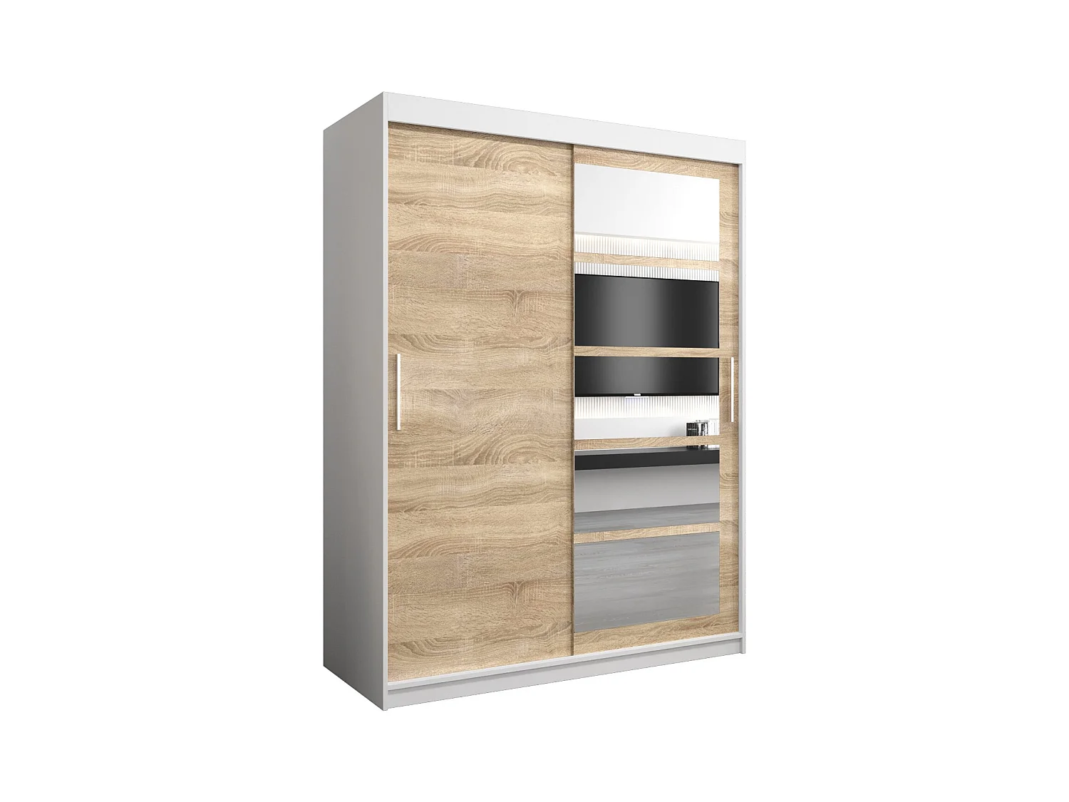 Armoire Roma 1 À Portes Coulissantes 200/150/62 2 portes (Blanc/Sonoma)
