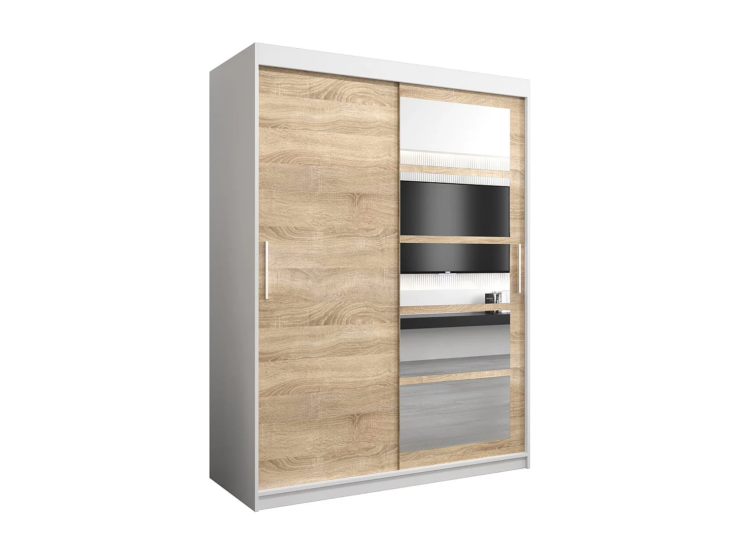 Armoire Roma 1 À Portes Coulissantes 200/150/62 2 portes (Blanc/Sonoma)