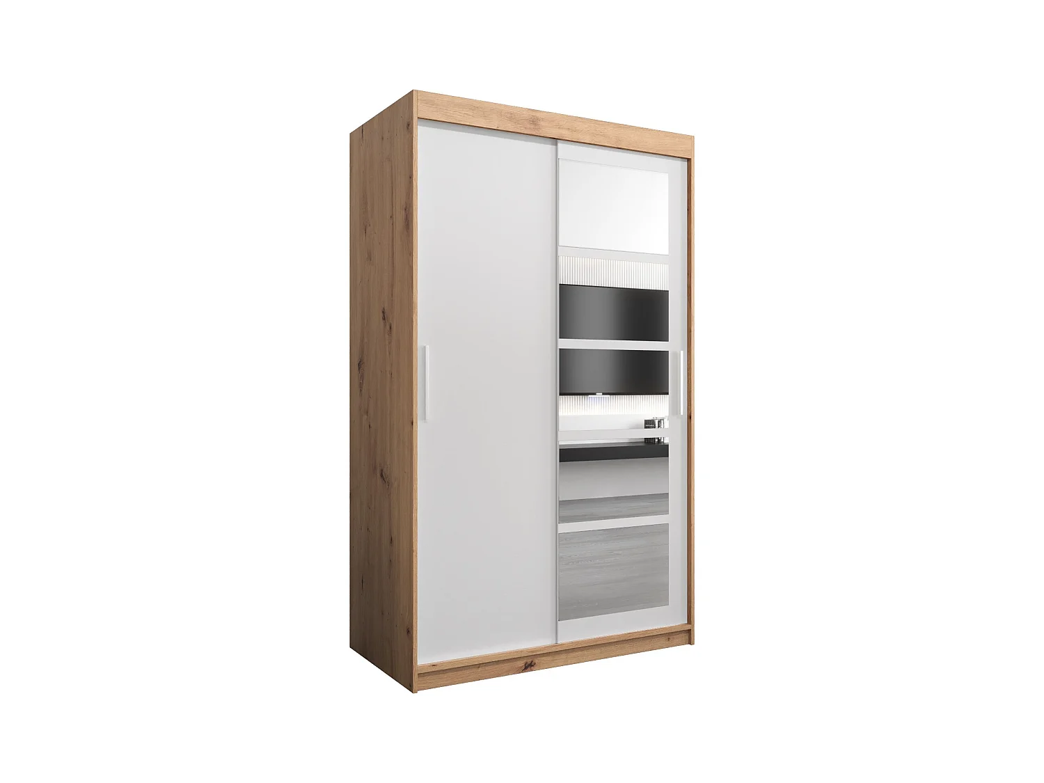 Armoire Roma 1 À Portes Coulissantes 200/120/62 2 portes (Artisan/Blanc)