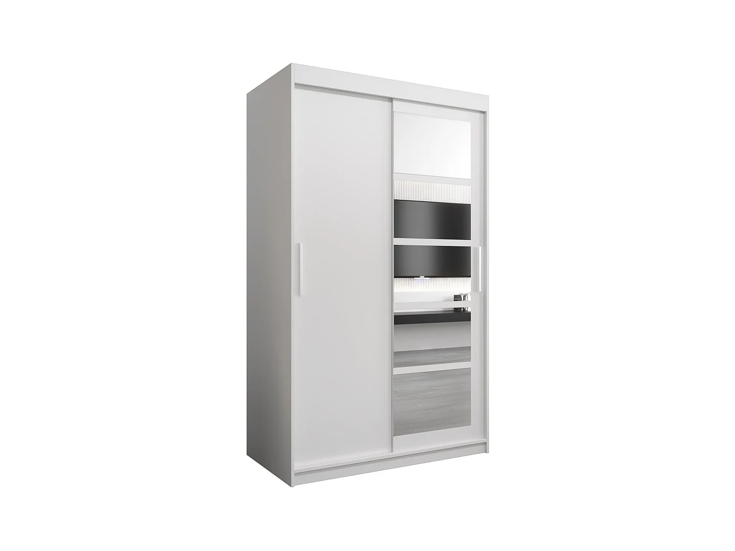 Armoire Roma 1 À Portes Coulissantes 200/120/62 2 portes (Blanc/Blanc)