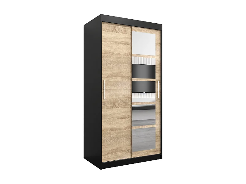 Schwebetürenschrank Roma 200/100/62 2-Türig (Schwarz/Sonoma)