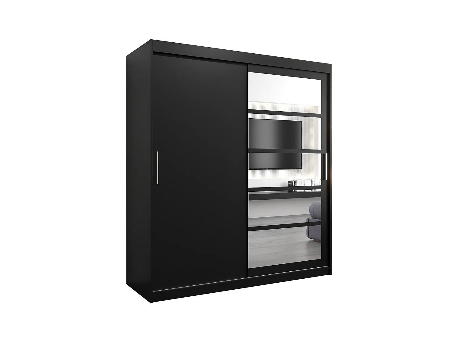 Armoire Roma 1 À Portes Coulissantes 200/180/62 2 portes (Noir/Noir)