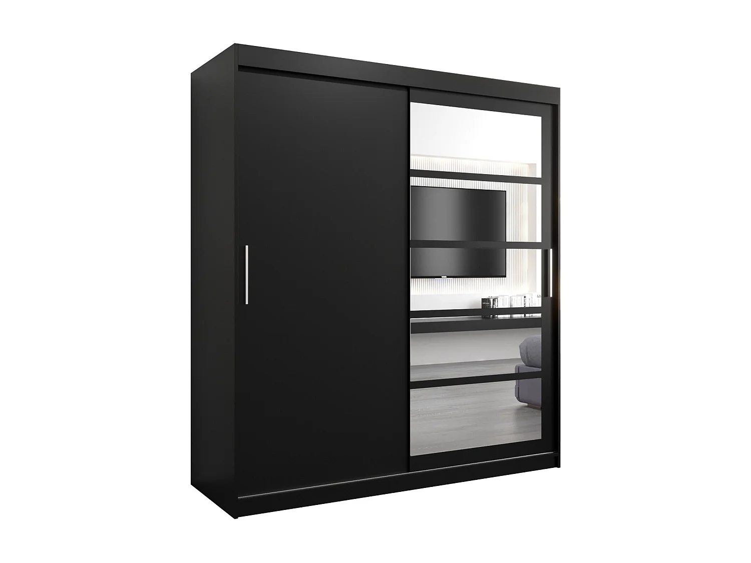 Armoire Roma 1 À Portes Coulissantes 200/180/62 2 portes (Noir/Noir)