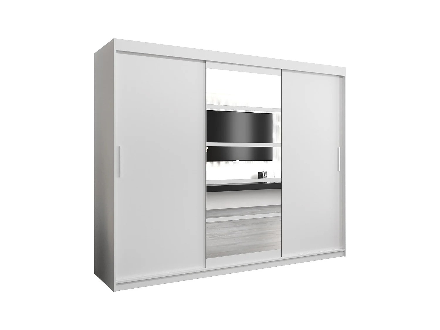 Schwebetürenschrank Roma 200/250/62 2-Türig (Weiß)