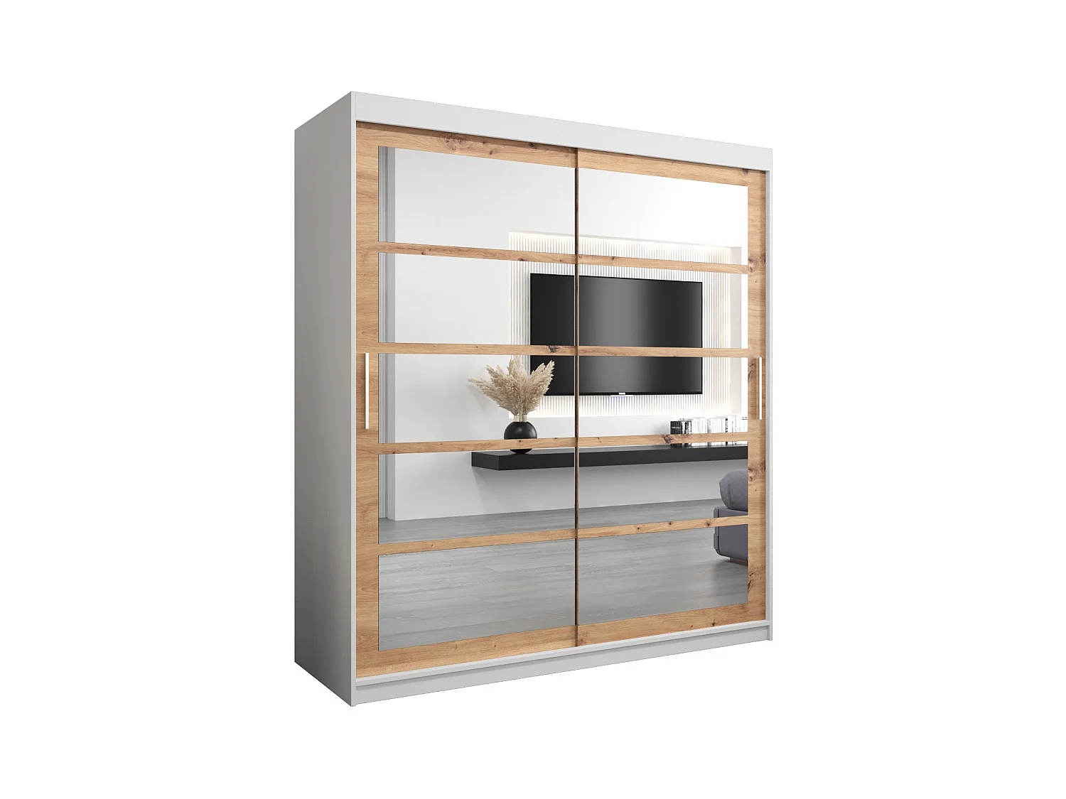 Armoire Roma 2 À Portes Coulissantes 200/180/62 2 portes (Blanc/Artisan)