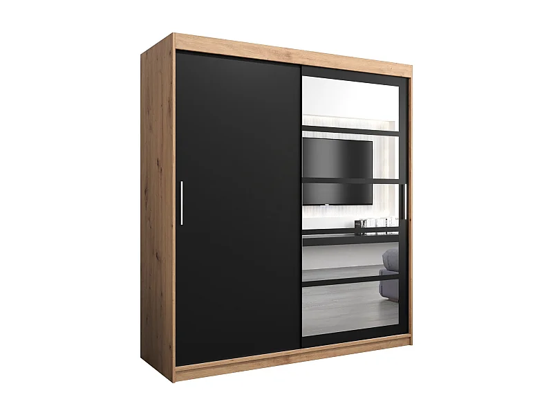 Armadio Roma 1 ad ante scorrevoli 200/180/62 2 porte (artisan/nero)