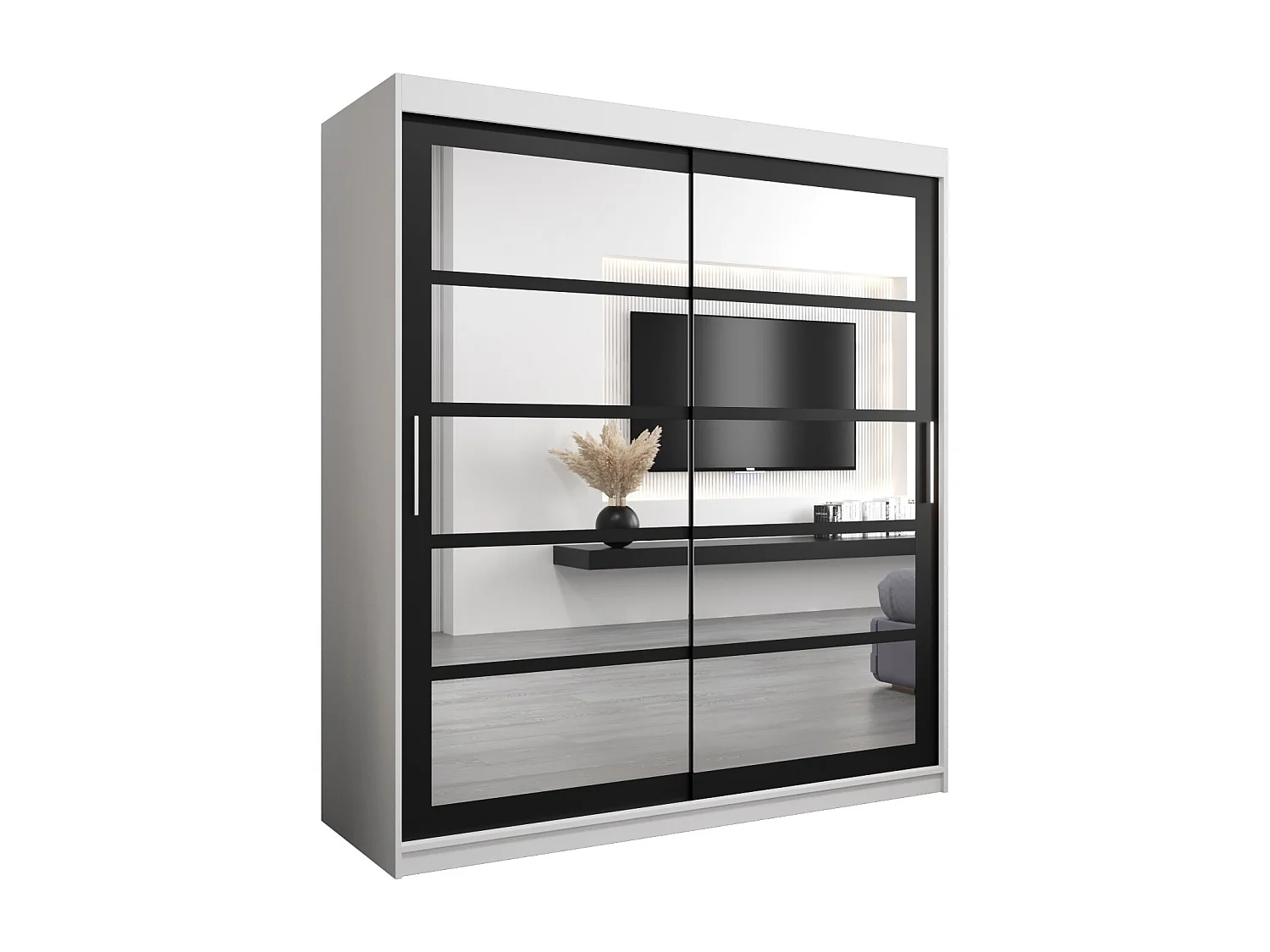 Armadio Roma 2 ad ante scorrevoli 200/180/62 2 porte (bianco/nero)