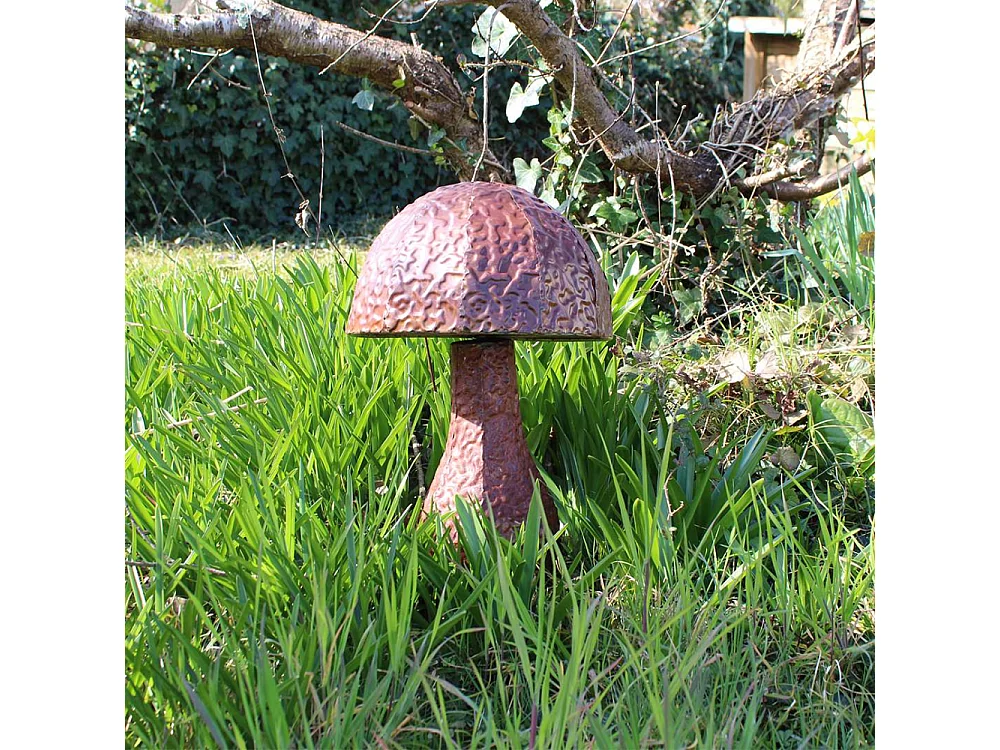 Champignon rond décoratif en acier rouillé 53 x 39 cm