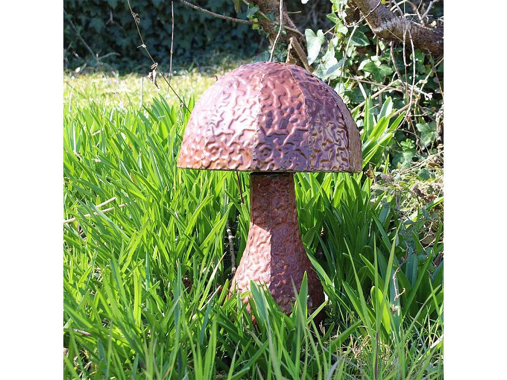 Champignon rond décoratif en acier rouillé 53 x 39 cm