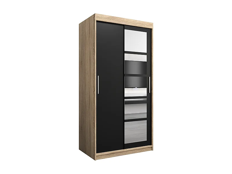 Schwebetürenschrank Roma 200/100/62 2-Türig (Sonoma/Schwarz)