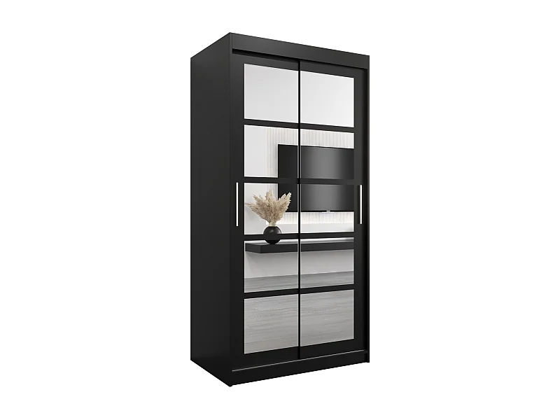 Schwebetürenschrank Roma 200/100/62 2-Türig (Schwarz)