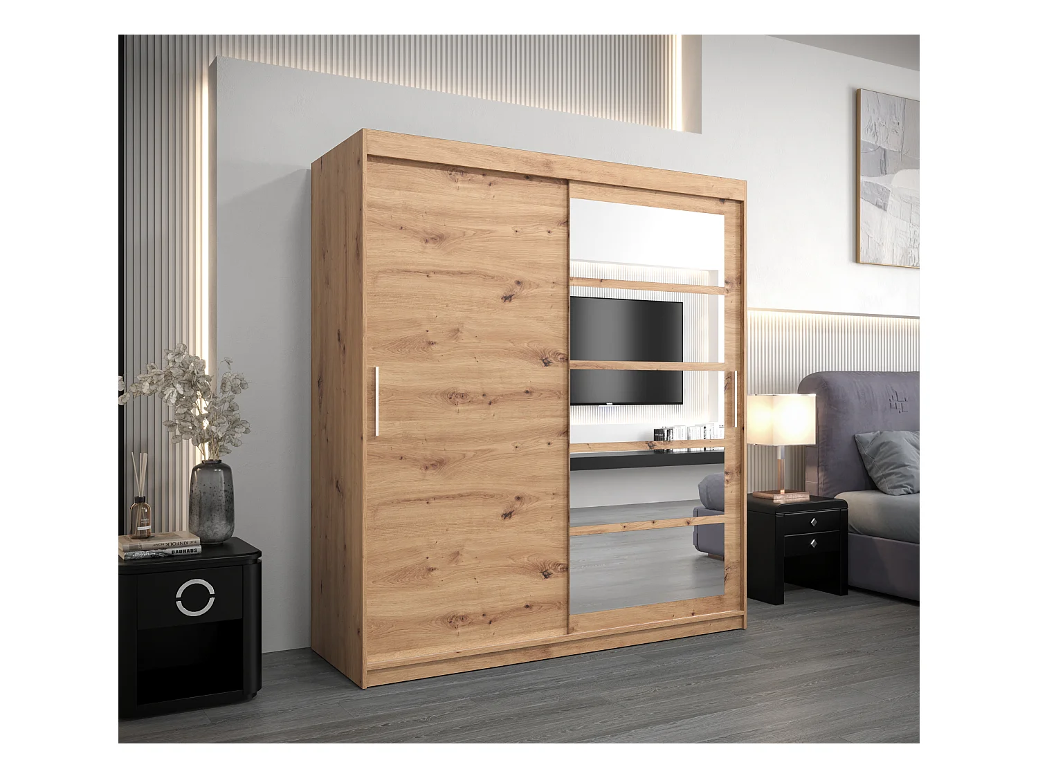 Armoire Roma 1 À Portes Coulissantes 200/180/62 2 portes (Artisan/Artisan)