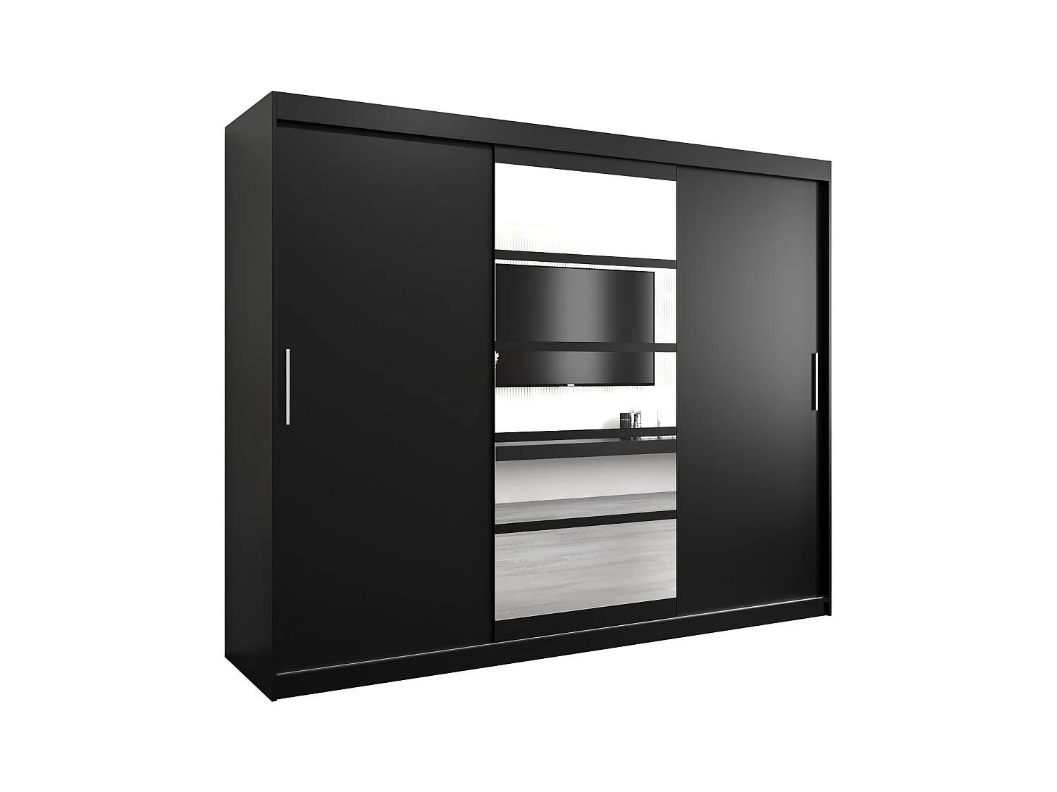 Schwebetürenschrank Roma 200/250/62 2-Türig (Schwarz)