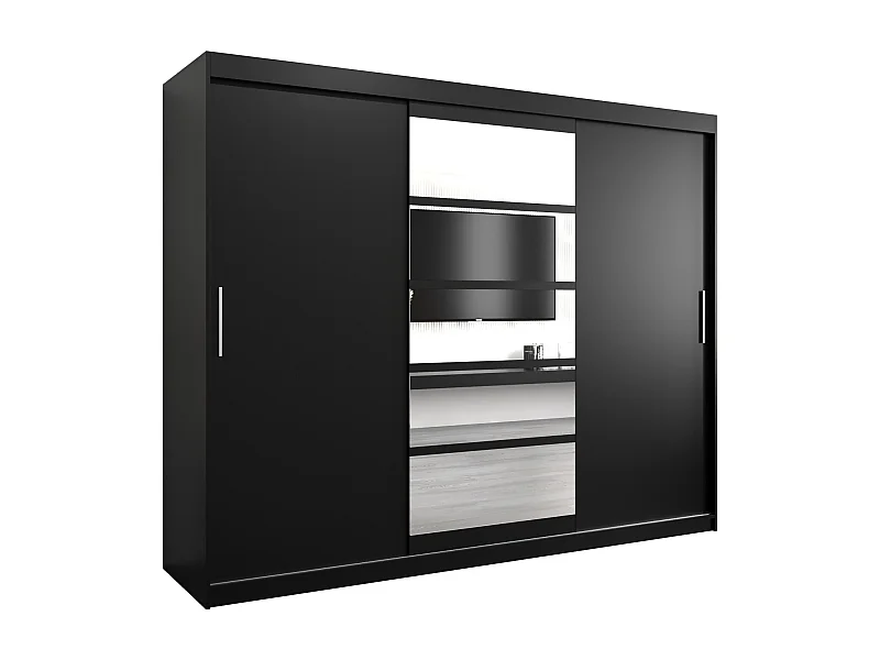 Roma 1 kledingkast met schuifdeuren 200/250/62 3 deuren (zwart/zwart)