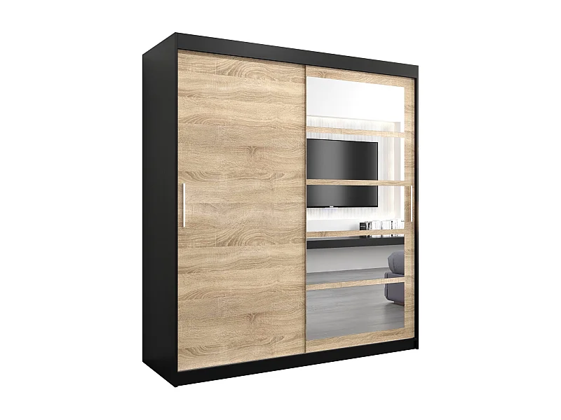 Armadio Roma 1 ad ante scorrevoli 200/180/62 2 porte (nero/sonoma)