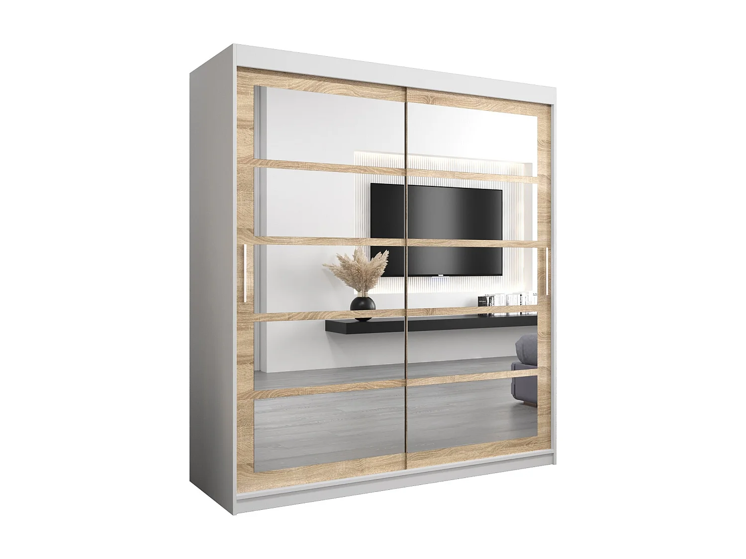 Armadio Roma 2 ad ante scorrevoli 200/180/62 2 porte (bianco/sonoma)