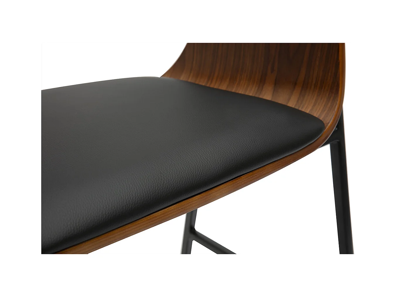 Tabourets de bar design bois foncé et métal noir (lot de 2) WESS