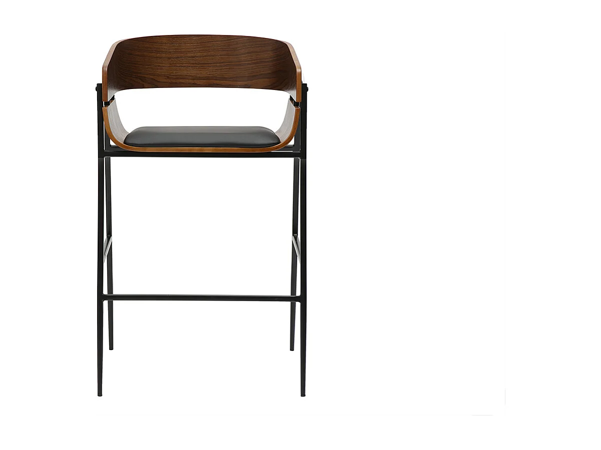 Designer Barhocker aus dunklem Holz und schwarzem Metall (2er-Set) WESS