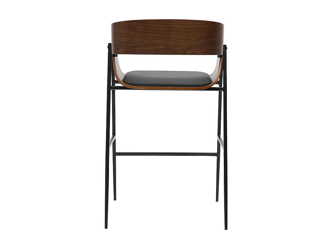 Designer Barhocker aus dunklem Holz und schwarzem Metall (2er-Set) WESS