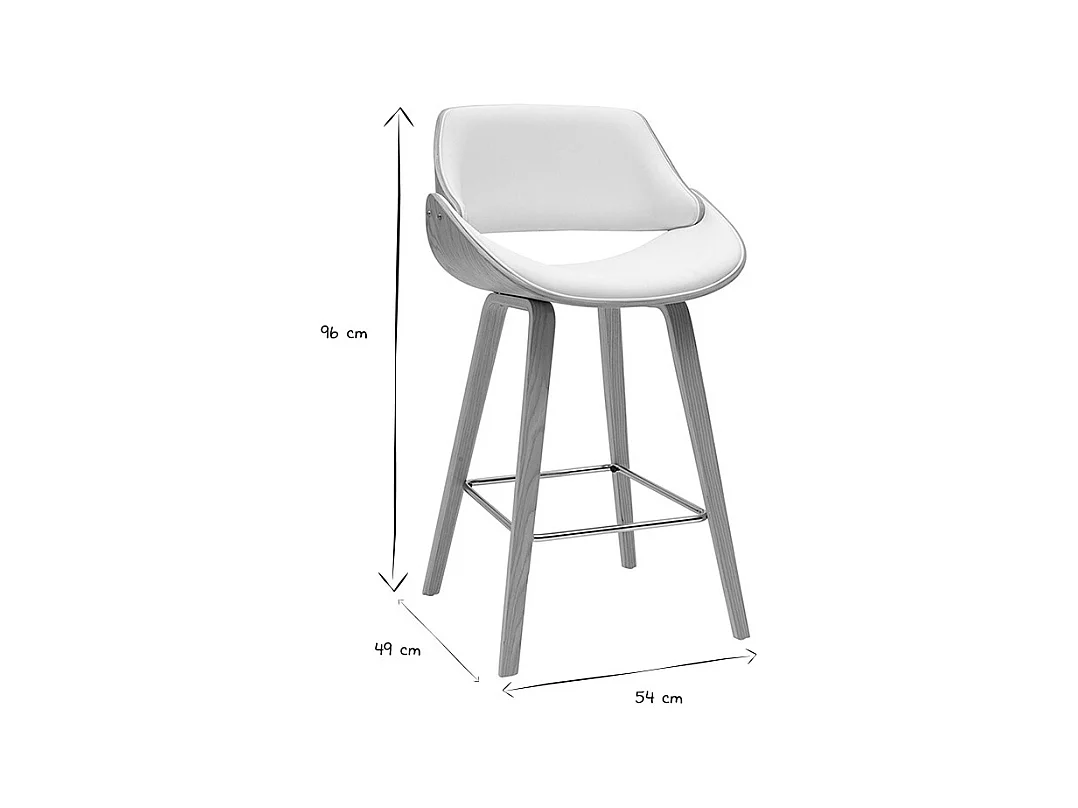 Tabourets de bar design blancs et bois clair H70 cm (lot de 2) CLASH
