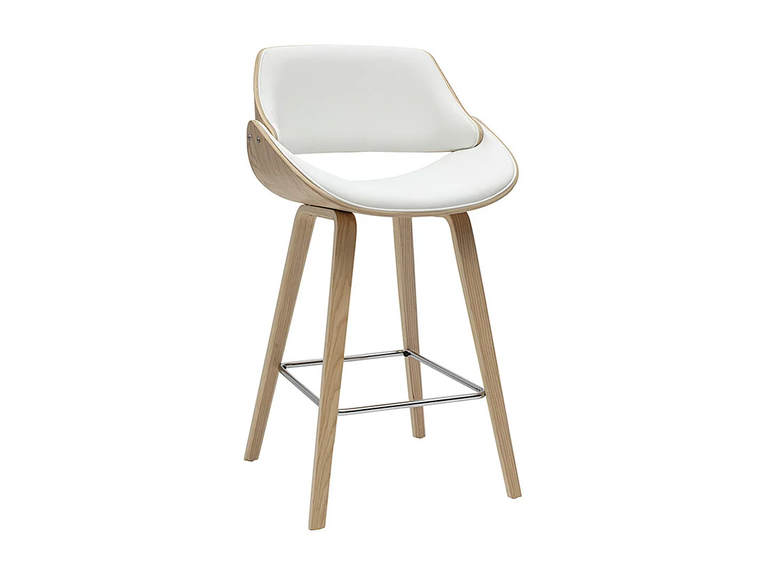 Design-Barhocker in Weiß und hellem Holz H70 cm (2er-Set) CLASH