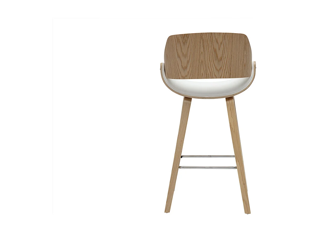 Design-Barhocker in Weiß und hellem Holz H70 cm (2er-Set) CLASH