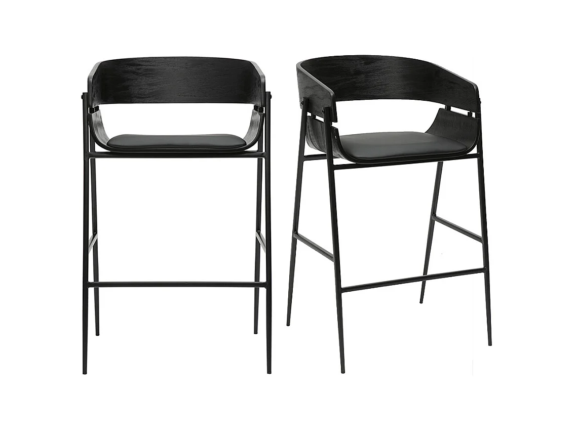 Tabourets de bar design noirs (lot de 2) WESS