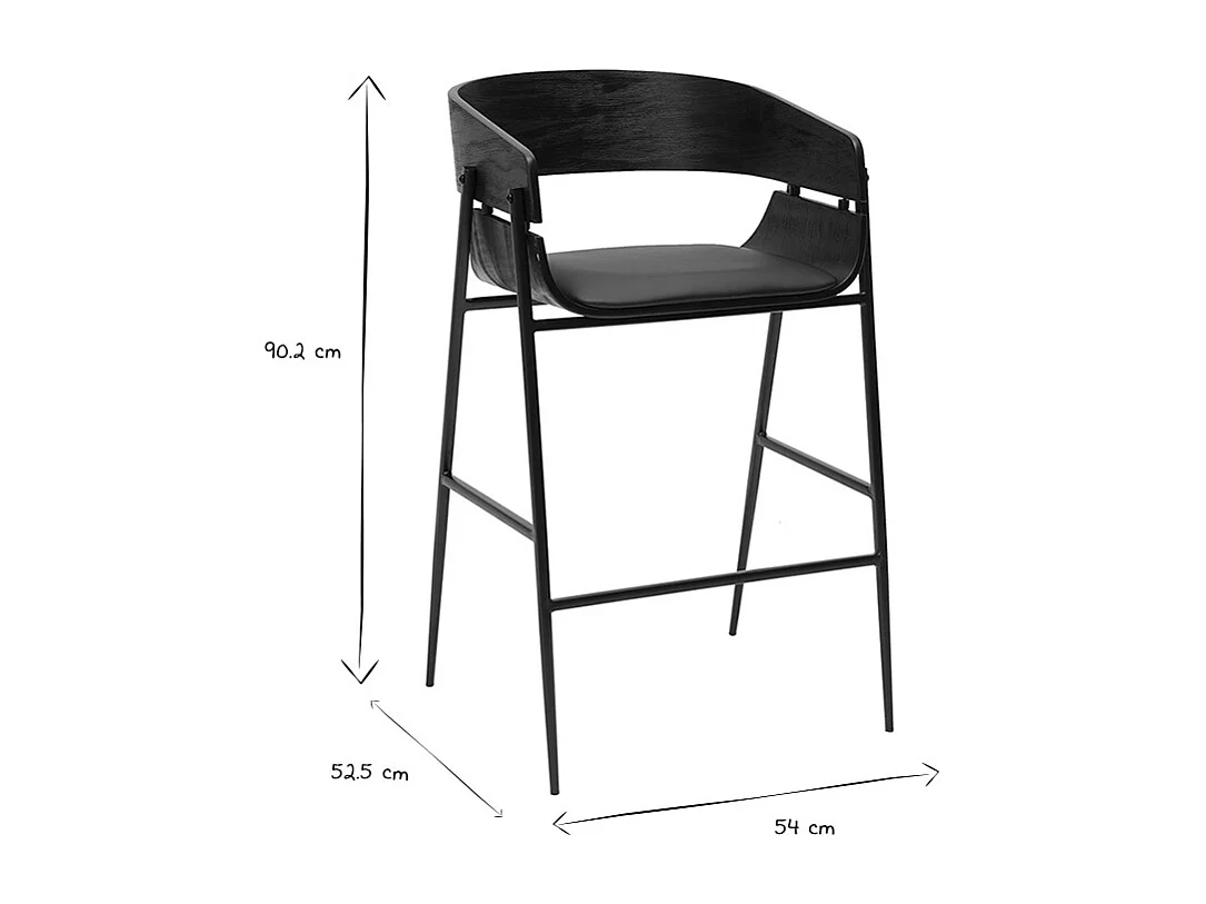 Tabourets de bar design noirs (lot de 2) WESS