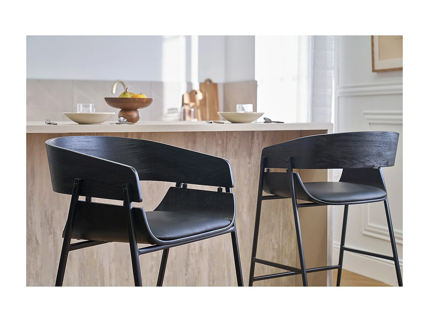 Schwarze Designer-Barhocker (2er Set) WESS