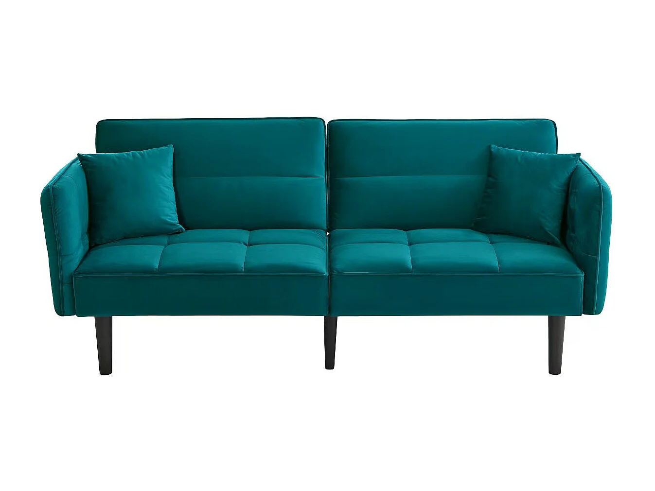 Canapé 2 places moderne, 176 x 78 x 76, clic clac, dossier et accoudoirs réglable, Velours bleu canard