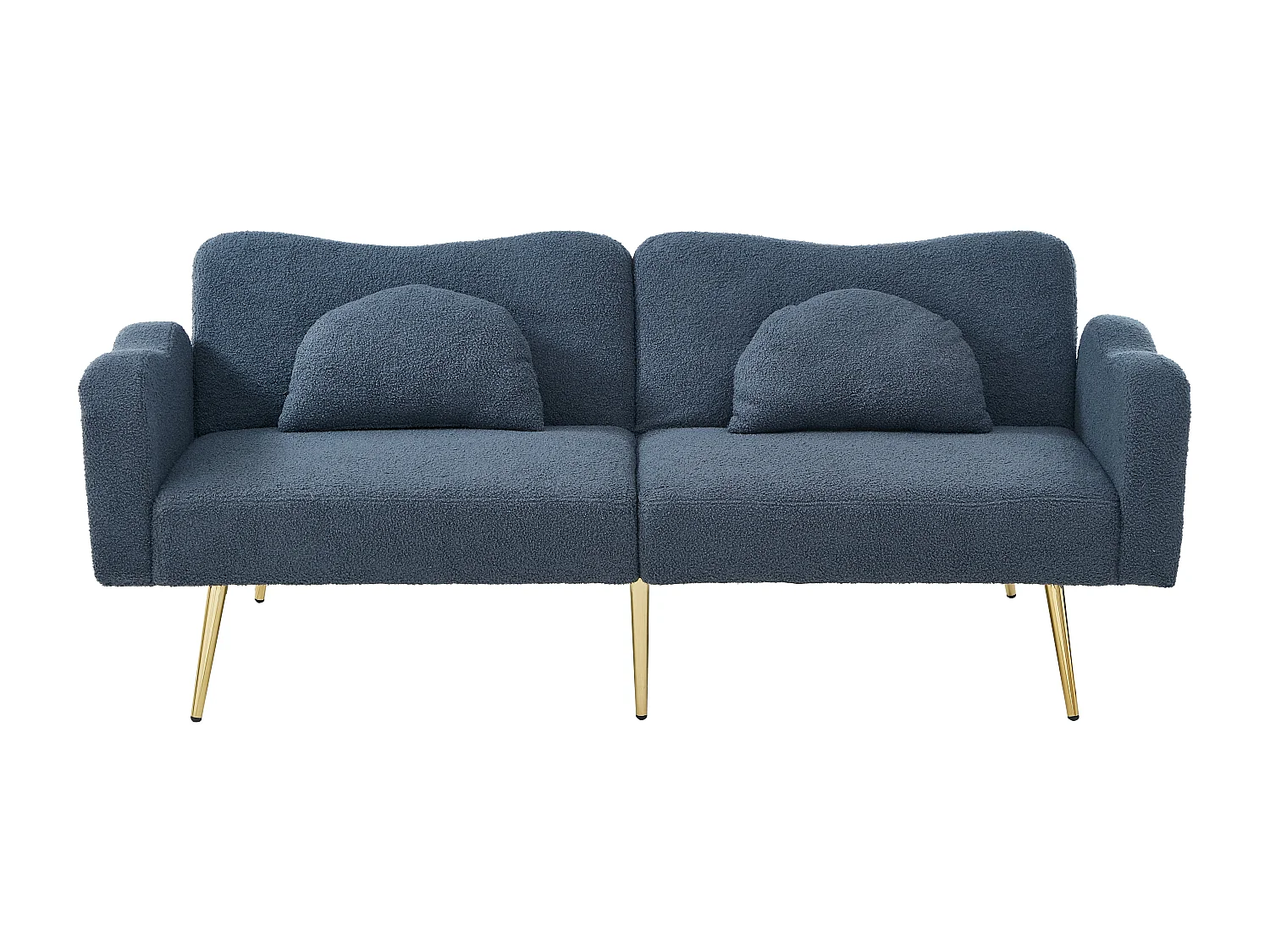 Canapé-lit 2 places, 175 x 79 x 82, clic clac, dossier réglable, design moderne, Tissu de Sherpa bleu-gris