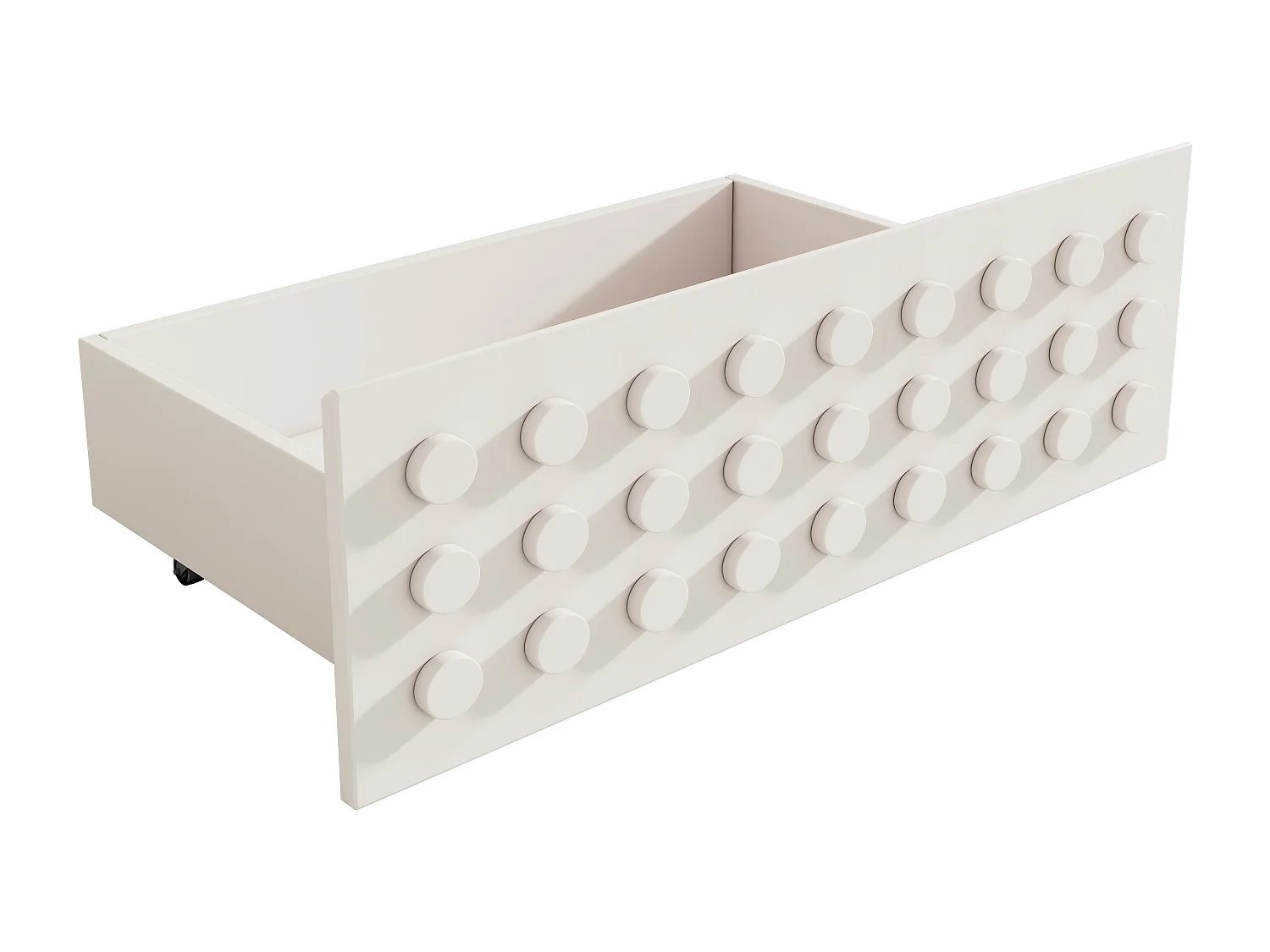 Lit simple en bois blanc 90x190 cm, lit enfant, design en blocs, tiroirs, espace de rangement, sans matelas