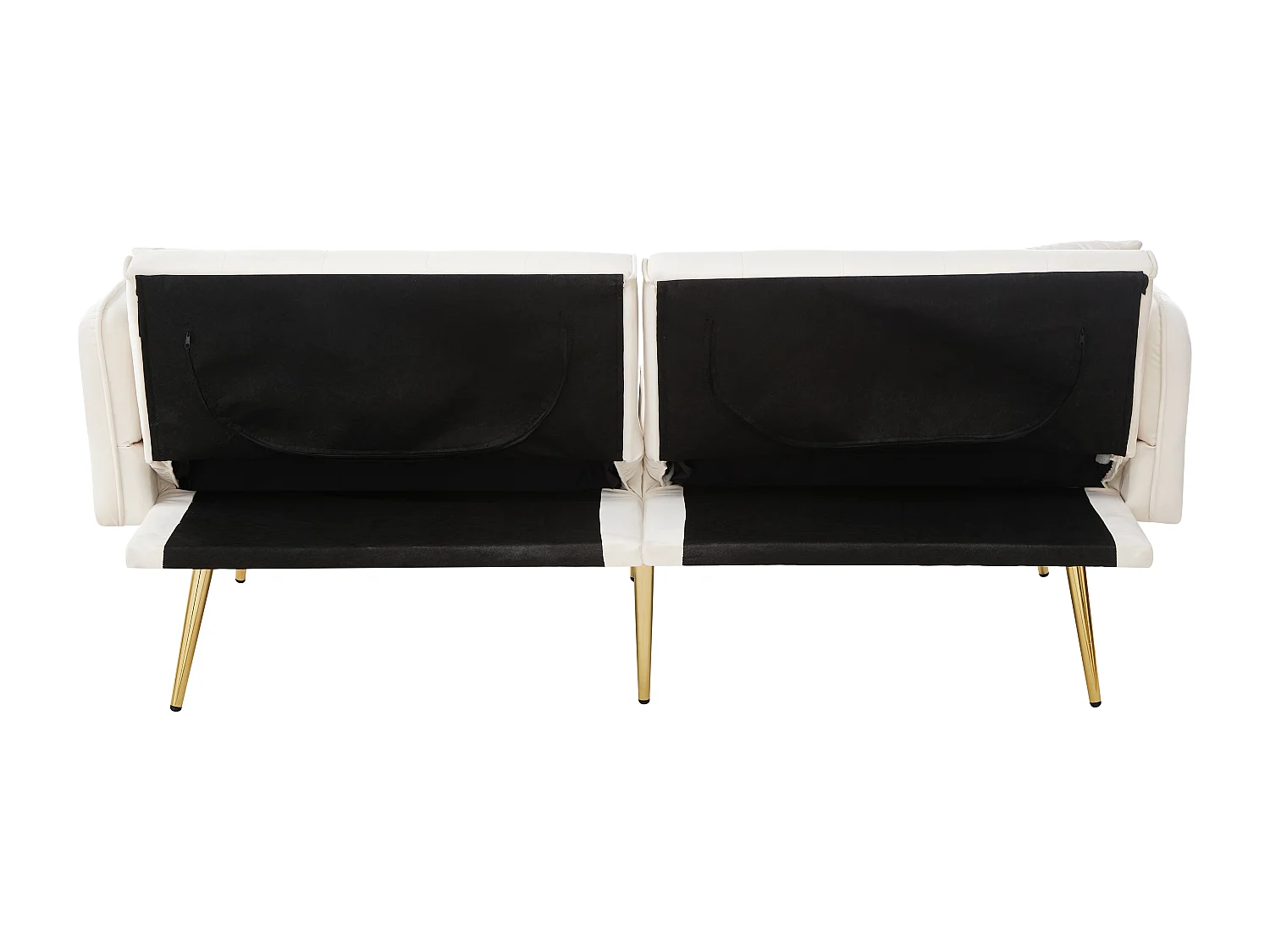 Canapé 2 places moderne, 178x82x70, clic clac, dossier et accoudoirs réglable, Velours Blanc ancien