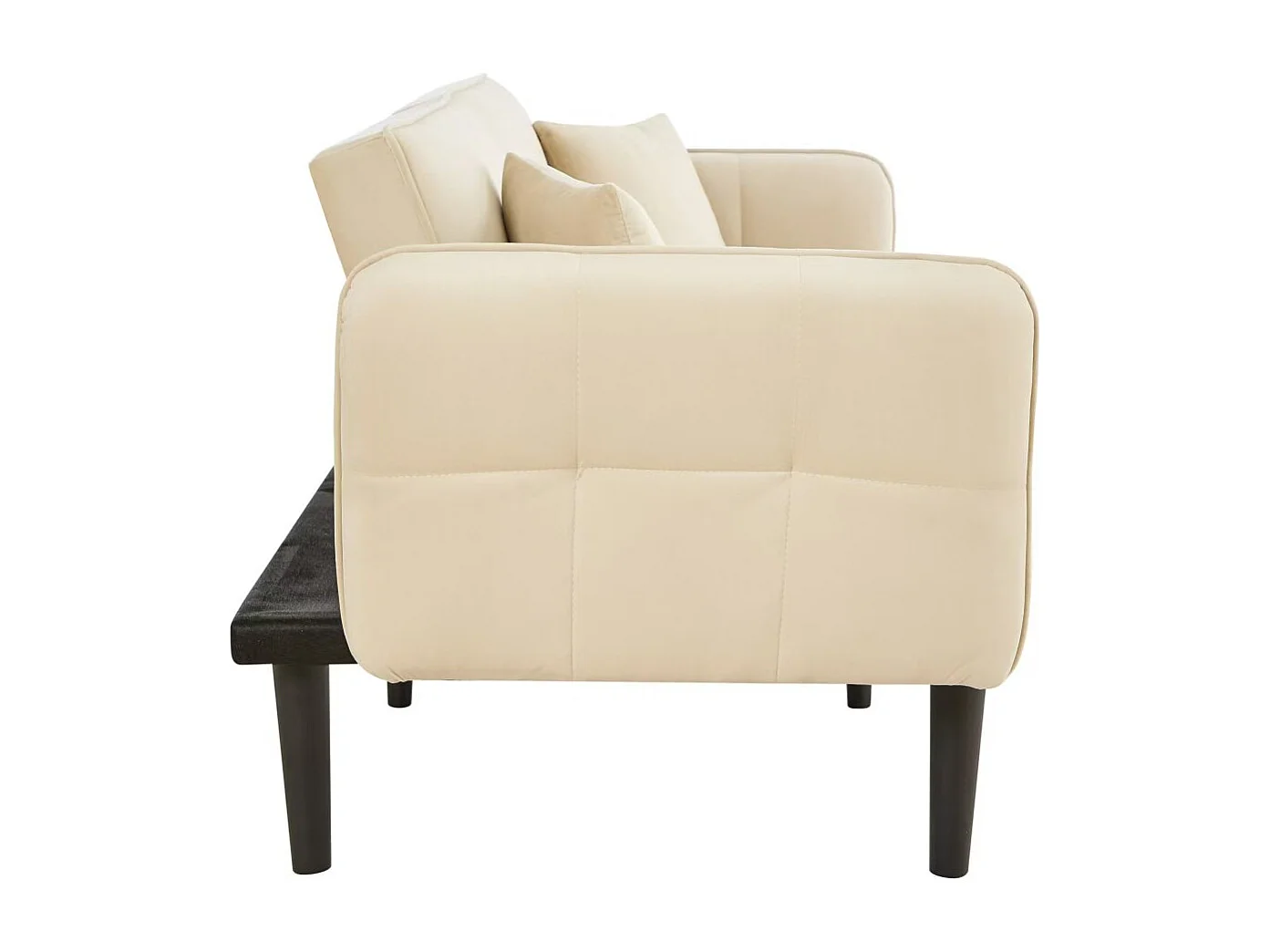 Canapé 2 places moderne, 176 x 78 x 76, clic clac, dossier et accoudoirs réglable, Velours Beige