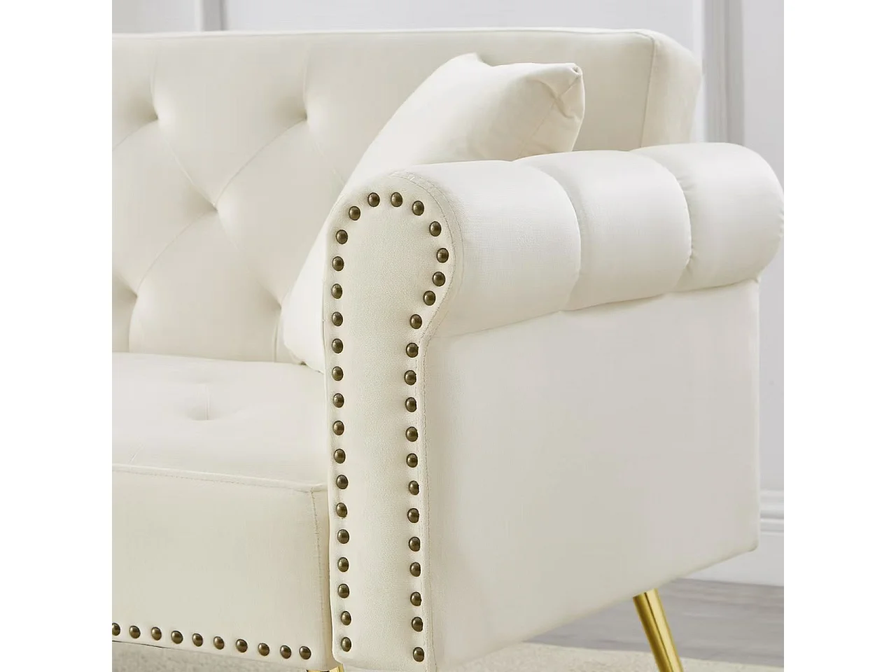 Canapé 2 places moderne, 173 x 75x 70, clic clac, dossier réglable sur 3 niveaux, Velours Beige