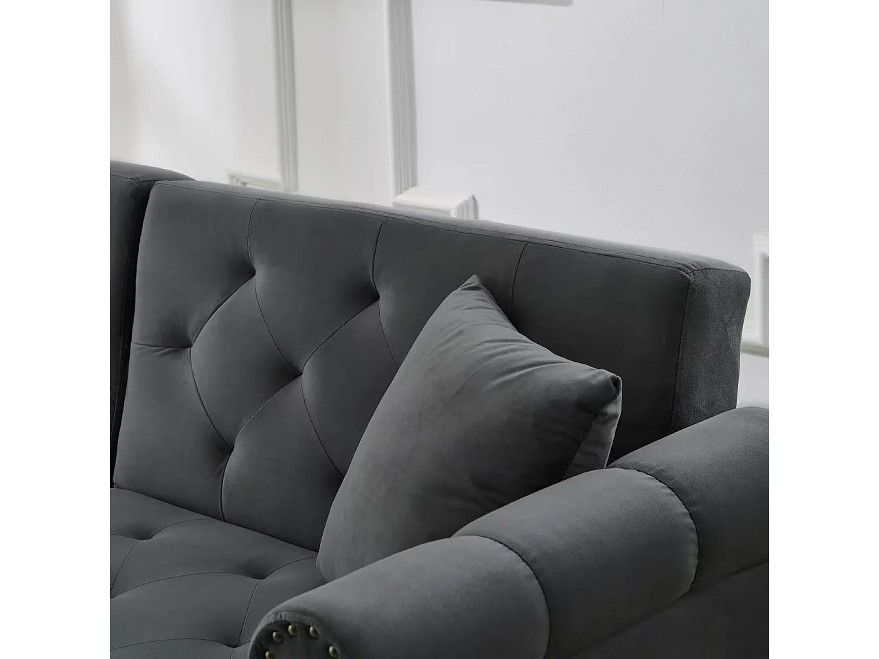 Canapé 2 places moderne, 173 x 75 x 70, clic clac, dossier réglable sur 3 niveaux, Velours Gris anthracite