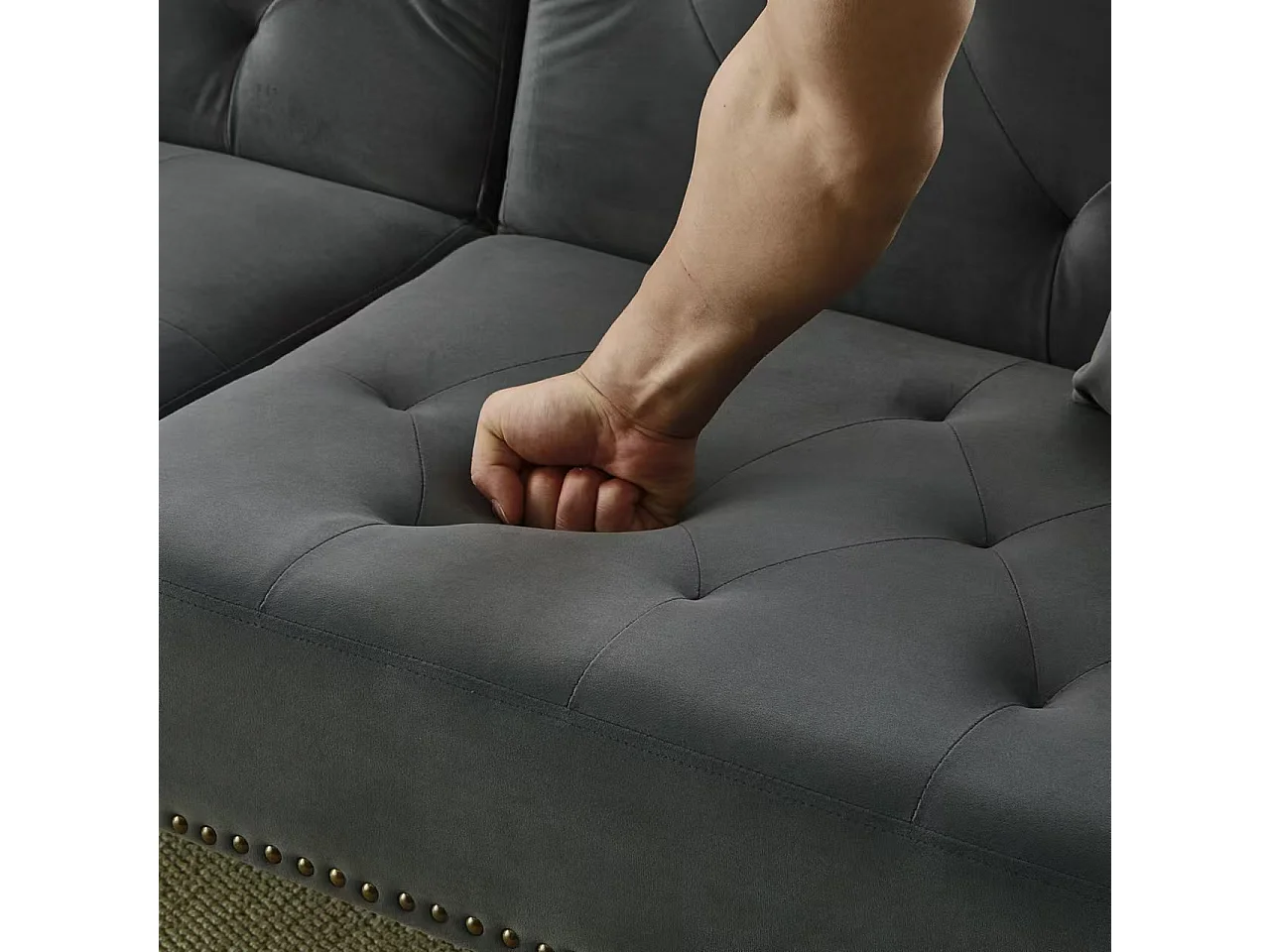 Canapé 2 places moderne, 173 x 75 x 70, clic clac, dossier réglable sur 3 niveaux, Velours Gris anthracite