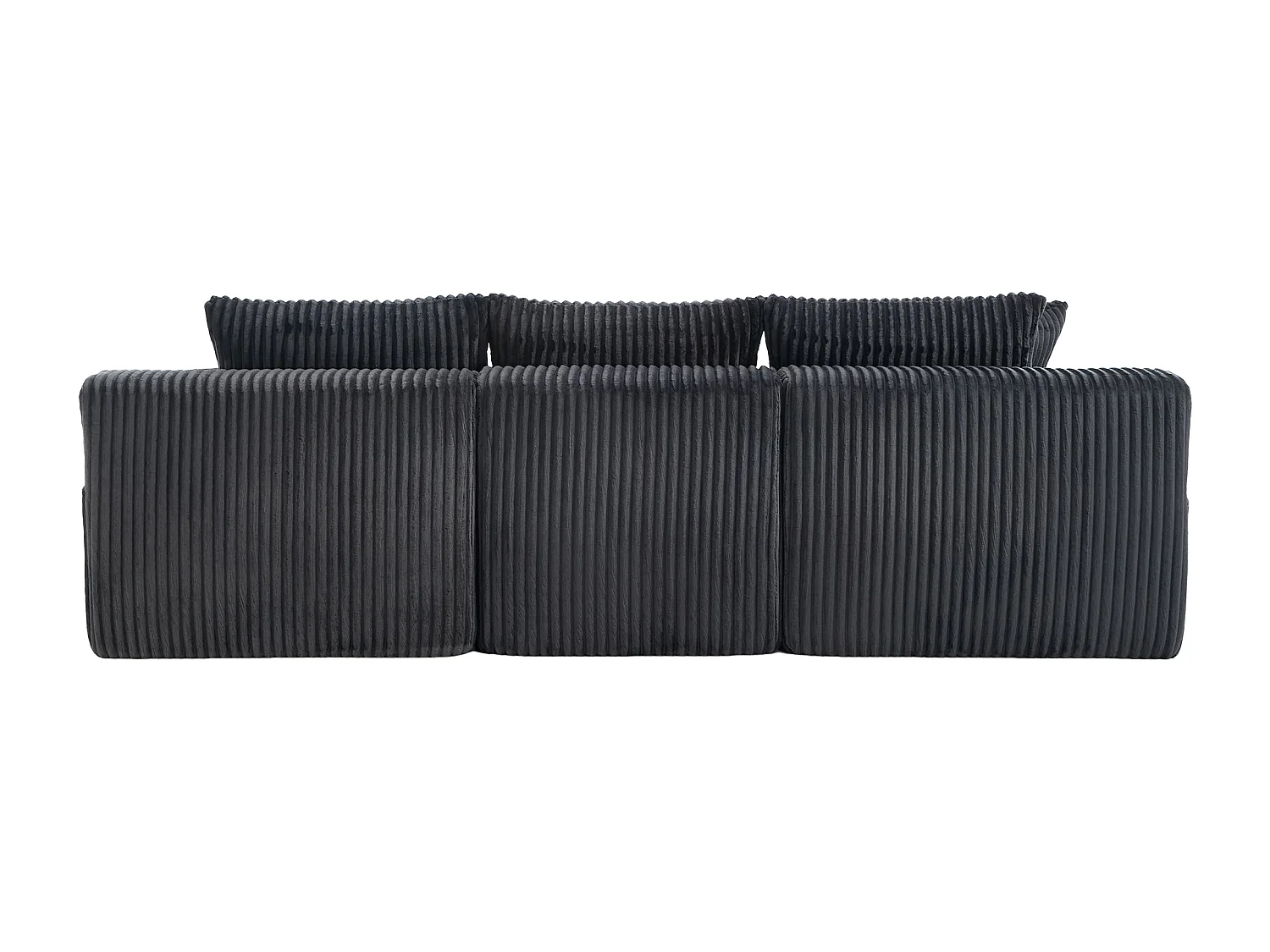 Canapé d'angle 3 places, 257 x 160 x 62, rangement, pour salon, appartement et studio, Corduroy gris