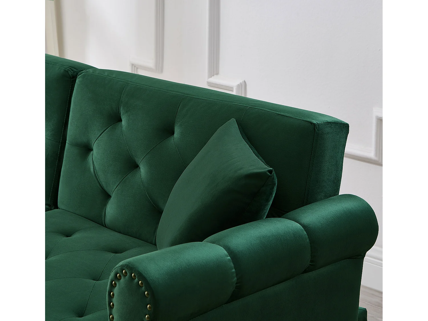 Canapé-lit 2 places moderne, 173 x 75 x 70, clic clac, dossier réglable sur 3 niveaux, Velours vert vintage